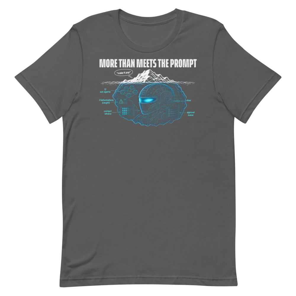 More Than Meets The Prompt tee - Asphalt - flat lay